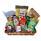 Colorado Small Office Graze and Share Snack Basket with local Colorado-made treats such as Oogie’s popcorn, Denver Chip Co. chips, Gnarly Cookies, Hammond’s Caramels, and Bibamba Chocolate, perfect for sharing in offices or small gathering