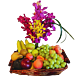 Fresh Fruit basket with an exotic orchid arrangement